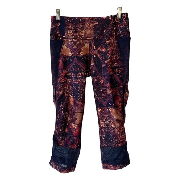 CALIA by Carrie Underwood Navy Mandala Mesh Insets Women's Capri Leggings Medium - Picture 2 of 9